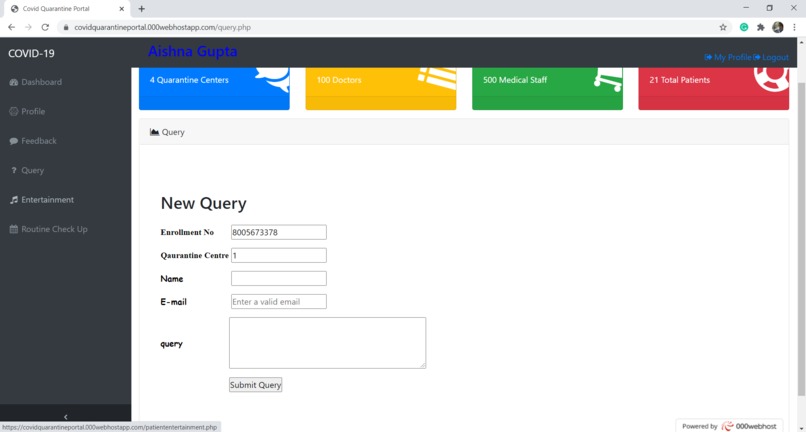 Covid Quarantine Care  Portal  – screenshot 5