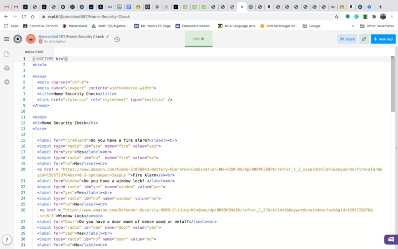 Home Security Form – screenshot 1