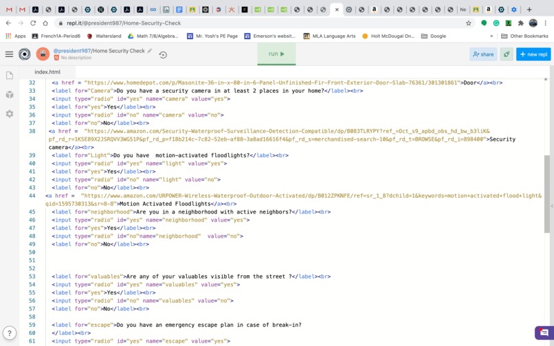 Home Security Form – screenshot 2