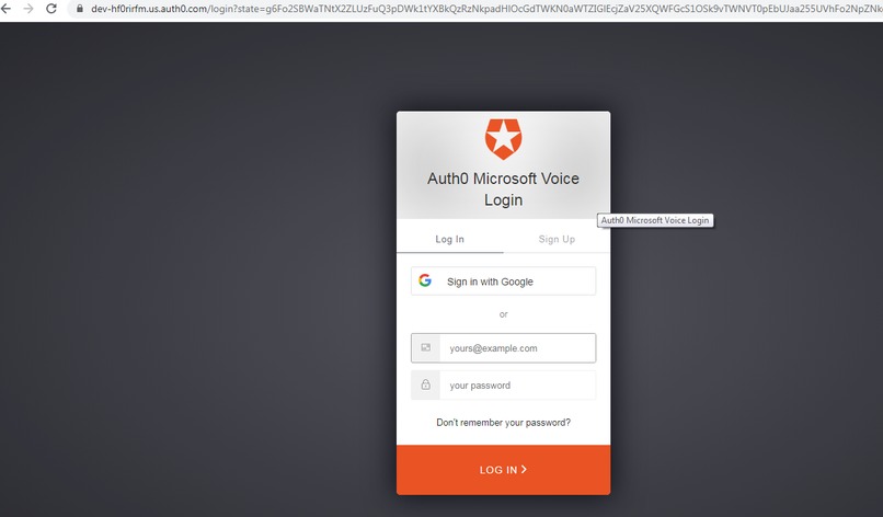 Auth0 Microsoft Voice Login – screenshot 2