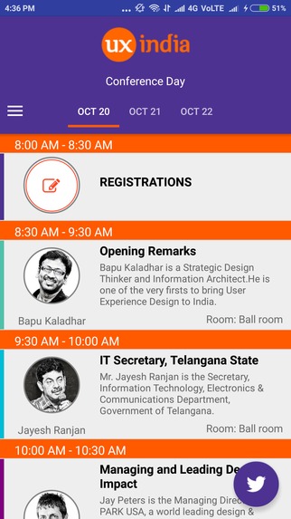 UXIndia Conference Android App – screenshot 1
