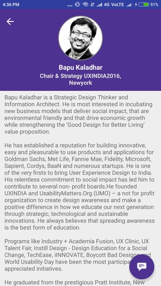 UXIndia Conference Android App – screenshot 2