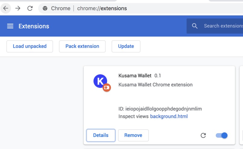 Kusama Wallet – screenshot 1