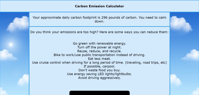 Carbon Emission Calculator – screenshot 3