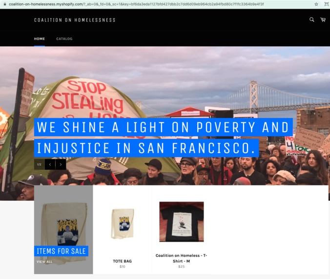 Online Shopping for Coalition on Homelessness – screenshot 1