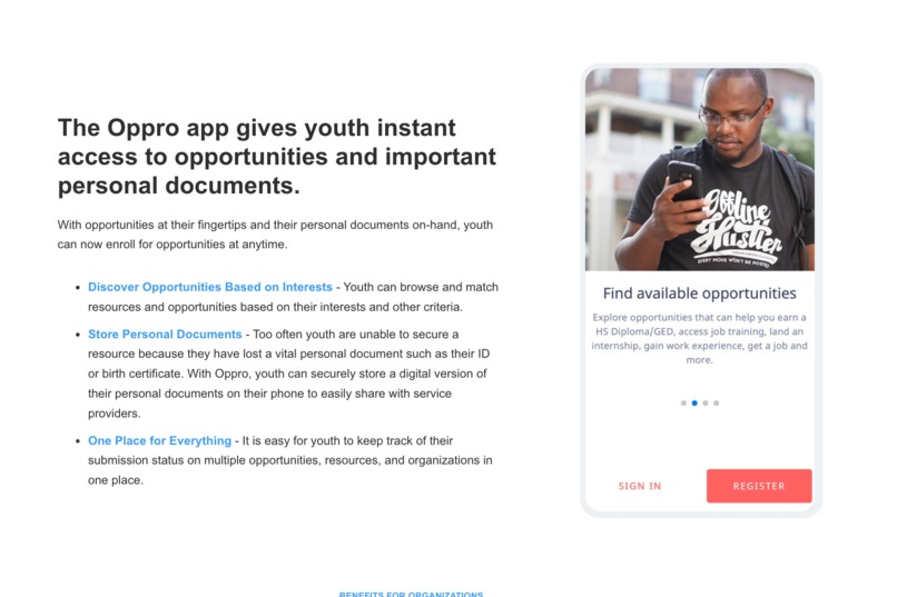 Oppro: Help youth connect opportunities and enroll digitally – screenshot 1