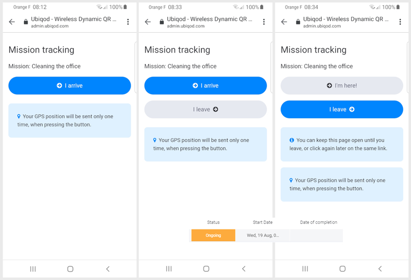 Presence and working time monitoring by GPS – screenshot 1