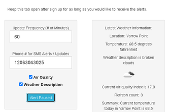 Air Quality SMS Alerts