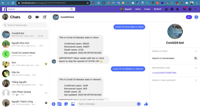 Covid19-bot – screenshot 1