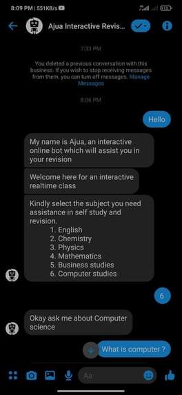 Ajua Interactive Revision Chatbot – screenshot 3