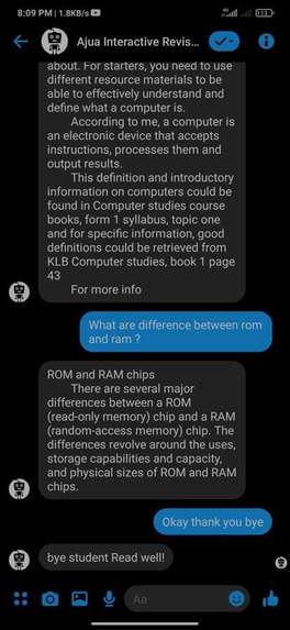Ajua Interactive Revision Chatbot – screenshot 1