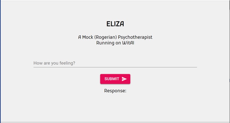 Eliza is a mock Rogerian psychotherapist. using Wit.AI – screenshot 1