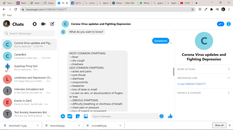 COVID-19 LIVE UPDATES AND HELP TO FIGHT DEPRESSION CHATBOT – screenshot 5