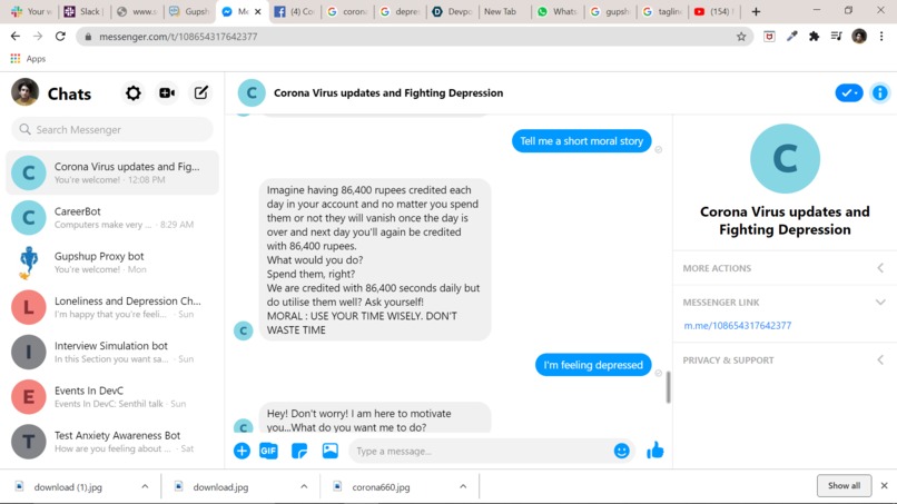 COVID-19 LIVE UPDATES AND HELP TO FIGHT DEPRESSION CHATBOT – screenshot 6