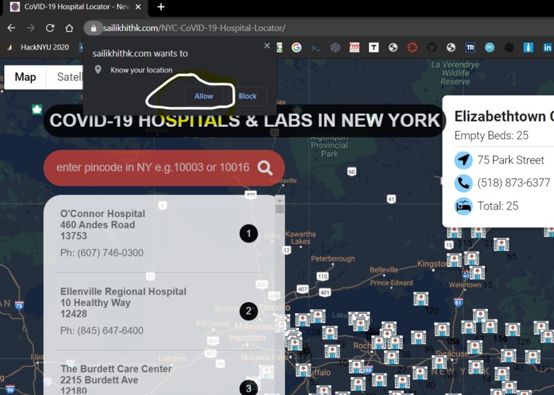NYC-CoVID-19-Hospital-Locator – screenshot 1