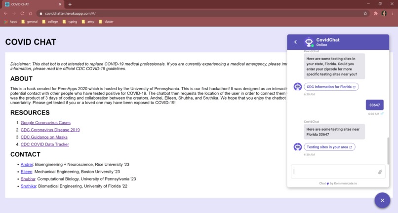 COVID Chat – screenshot 2
