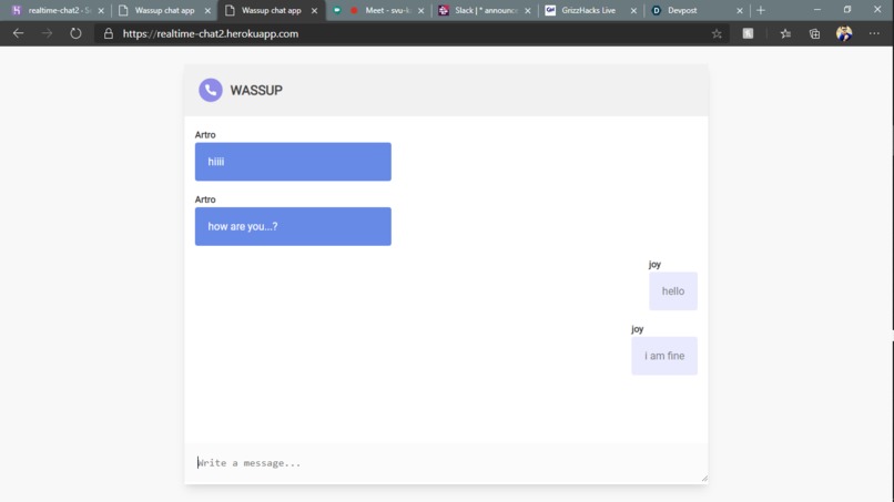 Wassup chat application – screenshot 5