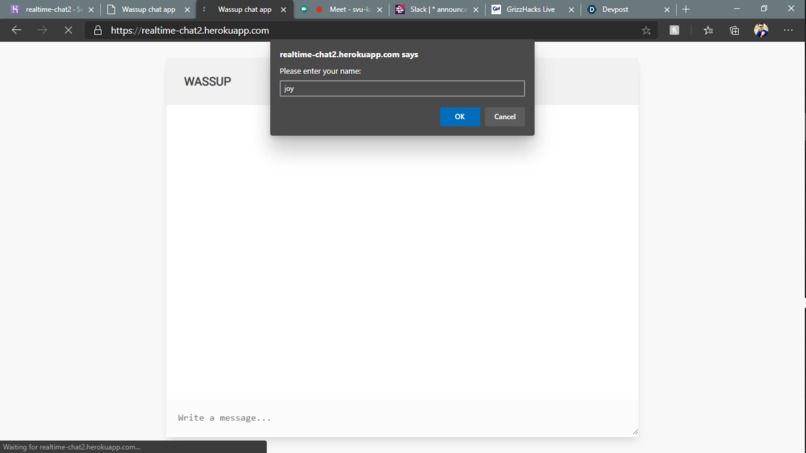 Wassup chat application – screenshot 2