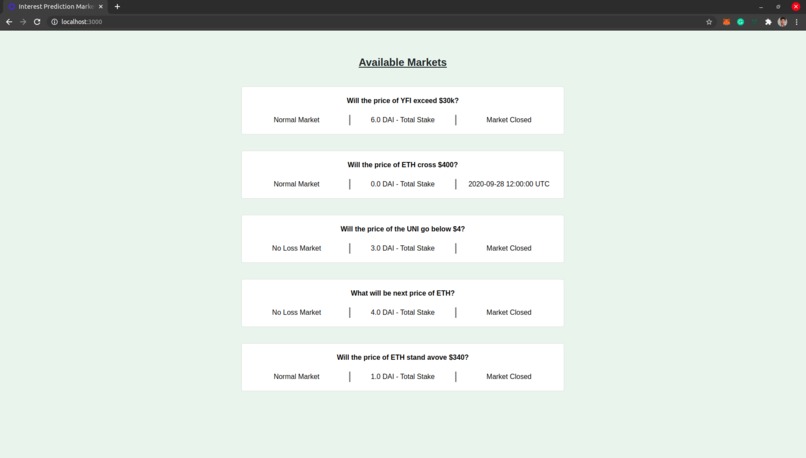 Chainlink Prediction Market – screenshot 1