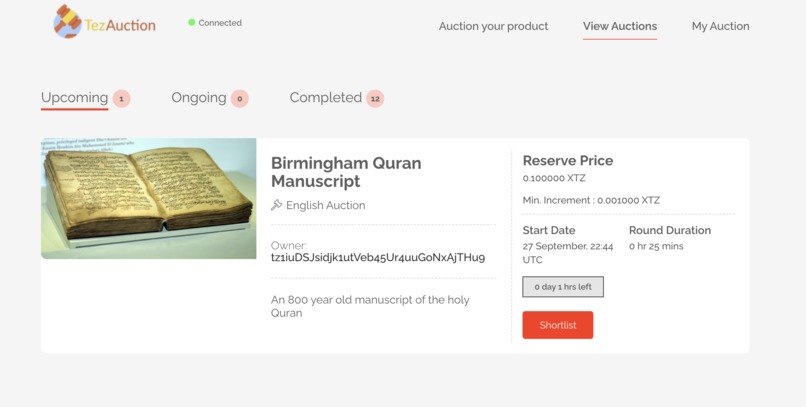 TezAuction – screenshot 7