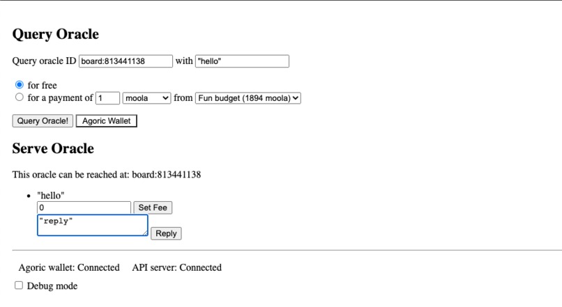 Agoric Oracle Dapp – screenshot 2