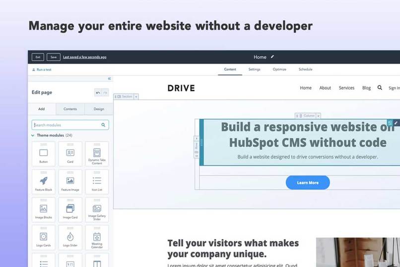 Drive | Free HubSpot Drag-and-Drop Theme – screenshot 3