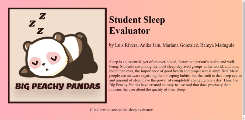 Big Peachy Pandas' Sleep Evaluator – screenshot 1