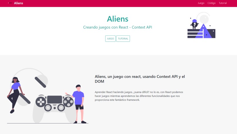 Aliens, creando juegos con React – screenshot 1
