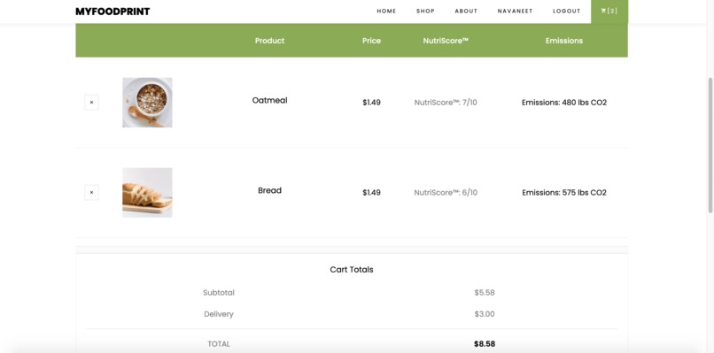 myFoodprint – screenshot 2