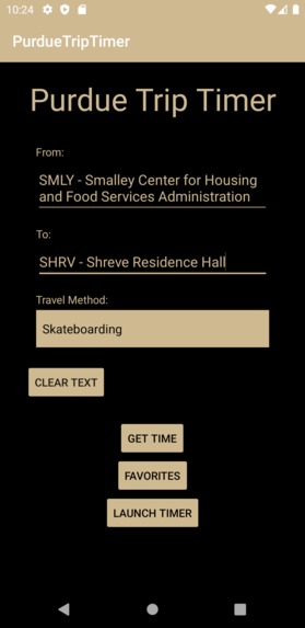 Purdue Trip Timer – screenshot 1