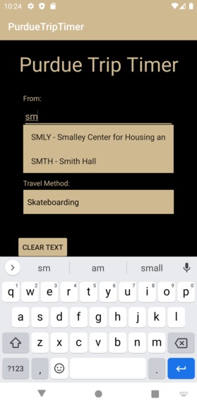 Purdue Trip Timer – screenshot 2