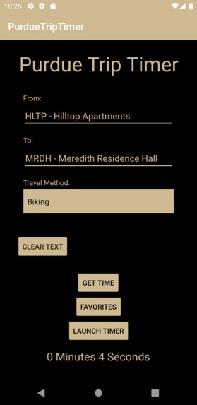 Purdue Trip Timer – screenshot 3