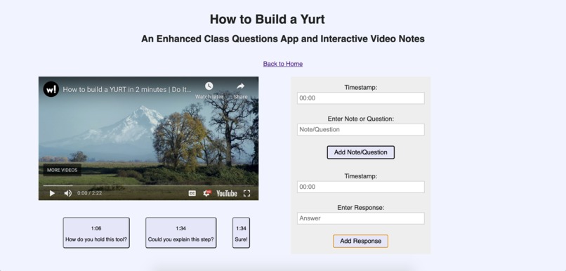 How to Build a Yurt: An Enhanced Class Questions App – screenshot 2