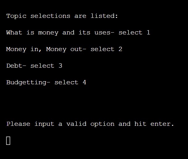 Financial Advice demo – screenshot 1