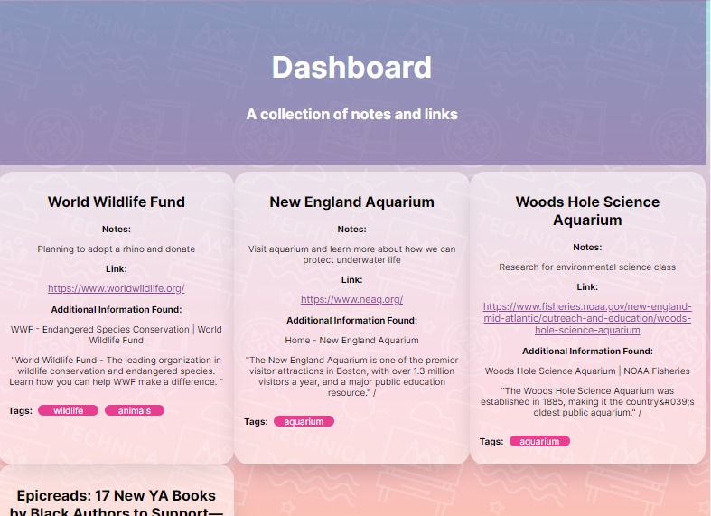Links Dashboard – screenshot 1