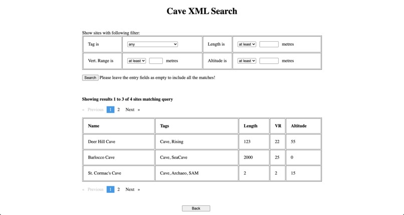 CaveXML Search – screenshot 1