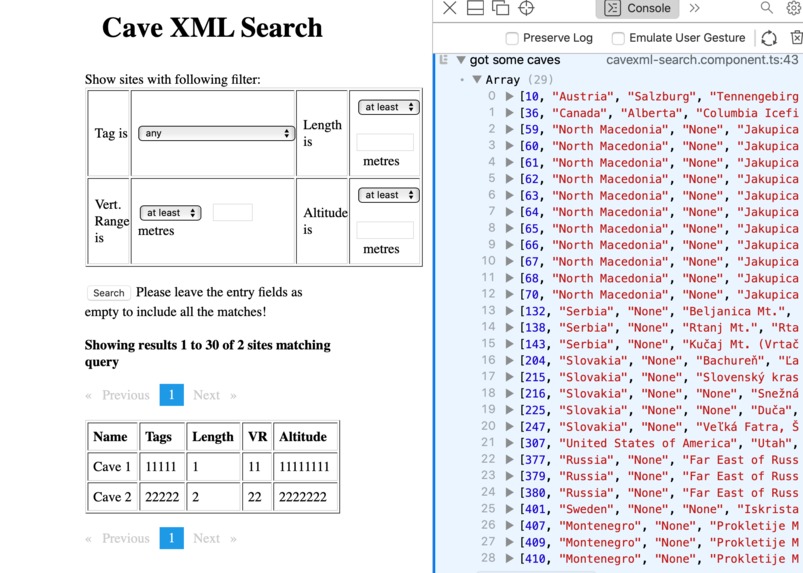 CaveXML Search – screenshot 2