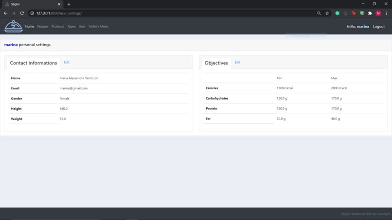 stigler_app – screenshot 1