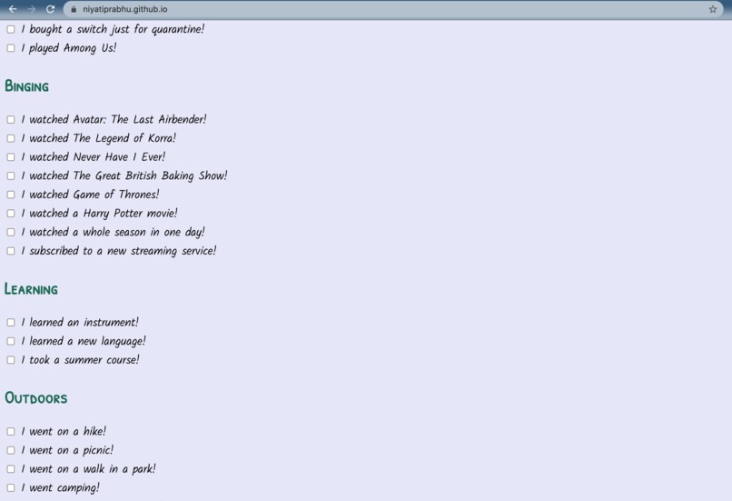 Quarantine Purity Test – screenshot 2