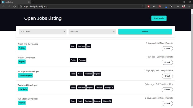 Job Listing – screenshot 1