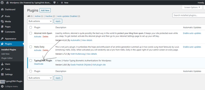 TypingDNA  Plugin For Wordpress  – screenshot 1