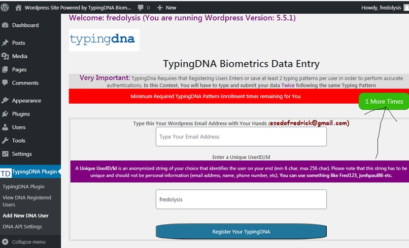 TypingDNA  Plugin For Wordpress  – screenshot 4