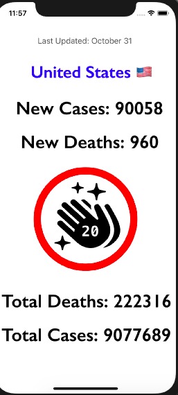Covid-19 IOS app – screenshot 1