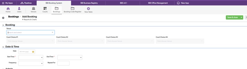Native QuickBase Venue & Room Booking System – screenshot 1