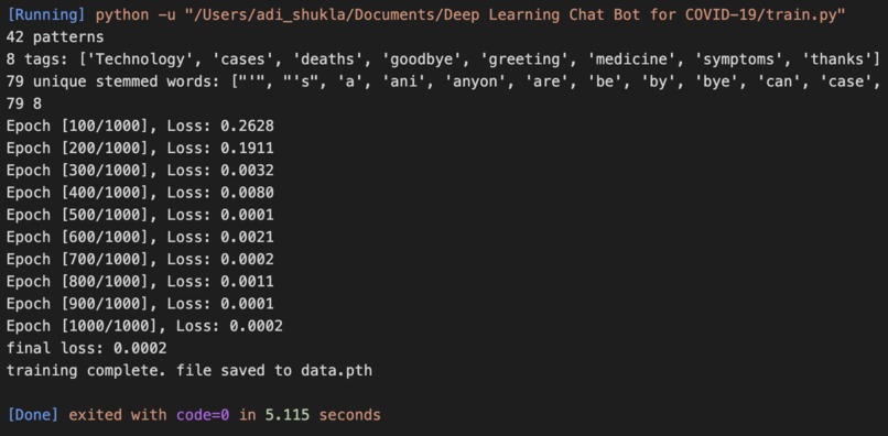 Kovi: Deep Learning Chatbot (TigerHacks 2020 Submission) – screenshot 1