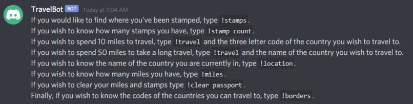 DiscordTravelBot – screenshot 1