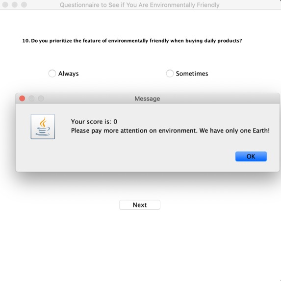 Questionnaire to See if You Are Environmentally Friendly – screenshot 3
