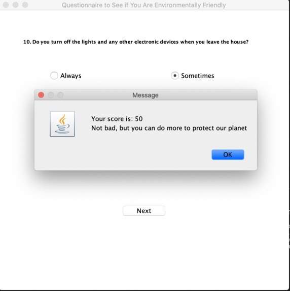 Questionnaire to See if You Are Environmentally Friendly – screenshot 4