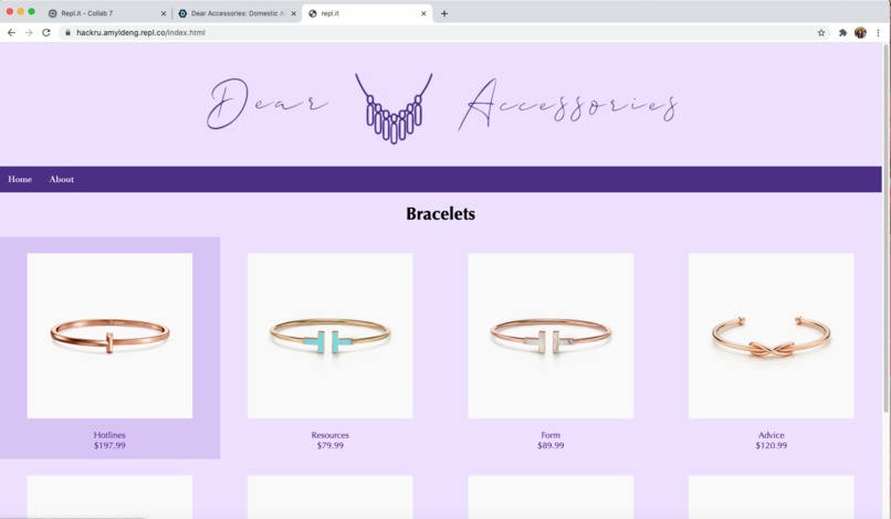 Dear Accessories: Domestic Abuse Info Website – screenshot 1
