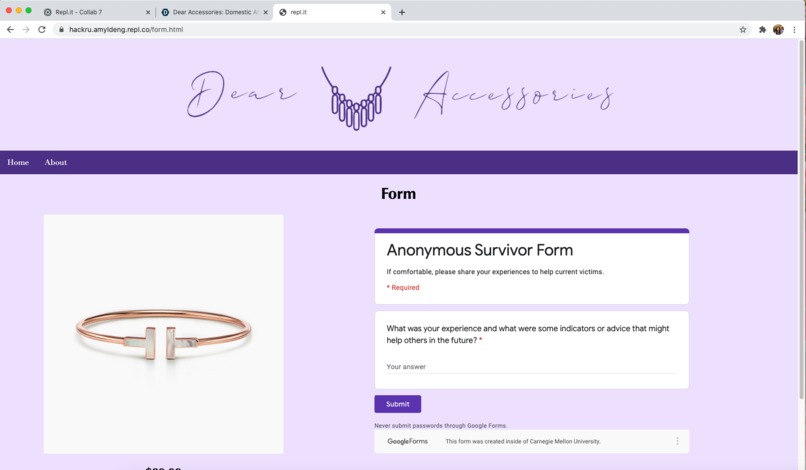Dear Accessories: Domestic Abuse Info Website – screenshot 5